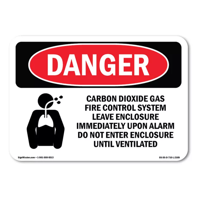 Carbon Dioxide Gas Fire ANSI Danger Sign Metal Plastic Decal