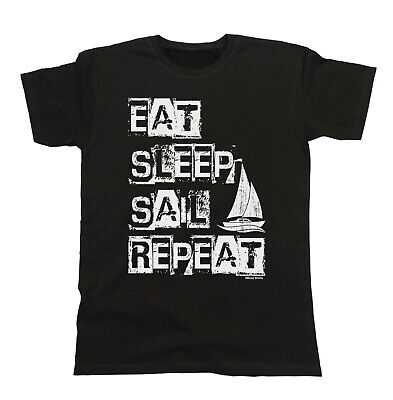 EAT Sleep Vela ripetere Vela Da Uomo T-shirt Organic Regalo di Natale BARCA Divertente