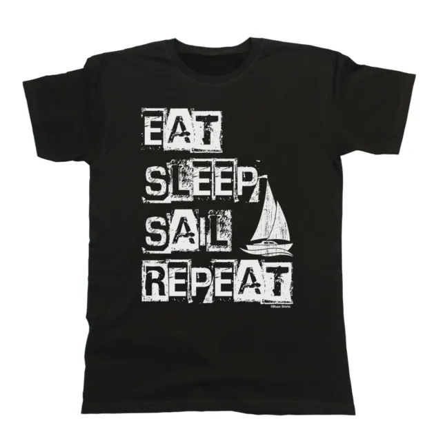 Eat Sleep Sail Repeat Mens SAILING T-Shirt Organic Christmas Gift Boat Funny