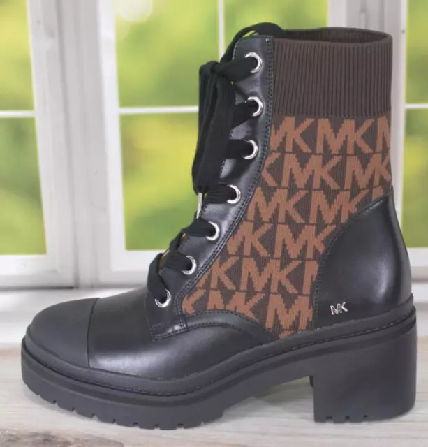 NEW MICHAEL KORS BREA Signature Leather Combat Ankle Boots Size 6.5 ...