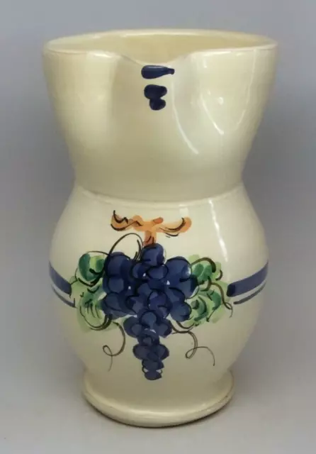 Vtg Italian Pitcher Vase Handmade & Painted Grapes Antica Civilta Artigiana Chip