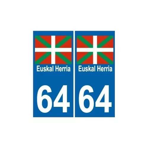 64 Euskal Herria sticker auto Pays Basque autocollant plaque immatriculation - C