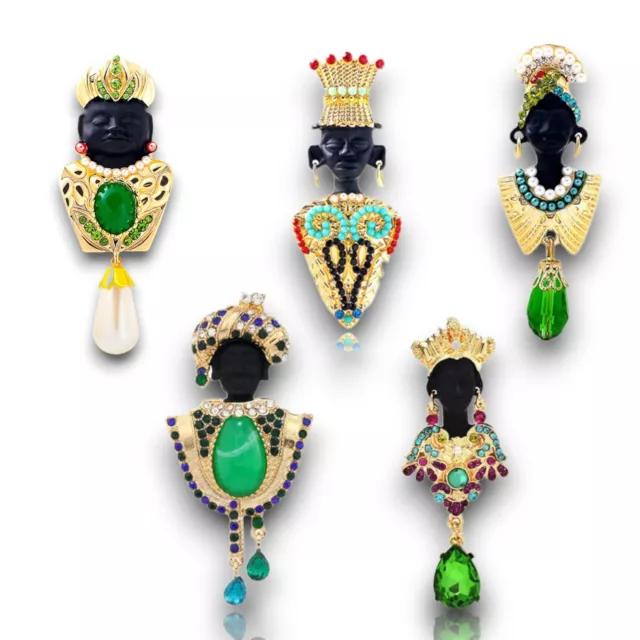 Exotic Egyptian African King Medieval Brooches Lapel Pin Women Vintage Jewelry