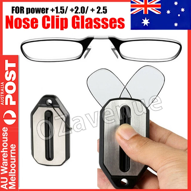 Mini Nose Clip On Portable Reading Glasses Rimless Key Chain Wallet Magnifying