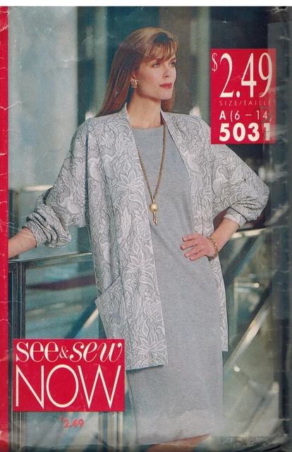 5031 Vintage Butterick SEWING Pattern Misses Loose Fitting Jacket Dress See Sew