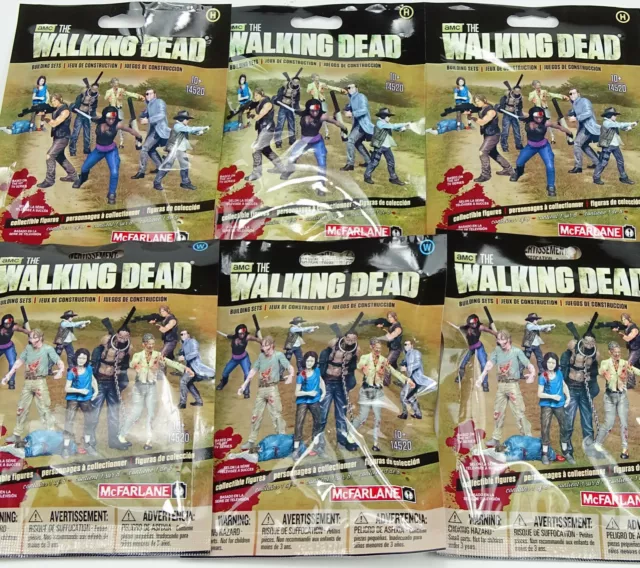 6 BLIND BAGS (3 x HUMAN & 3 x WALKER) MINIFIGUR THE WALKING DEAD McFARLANE TOYS