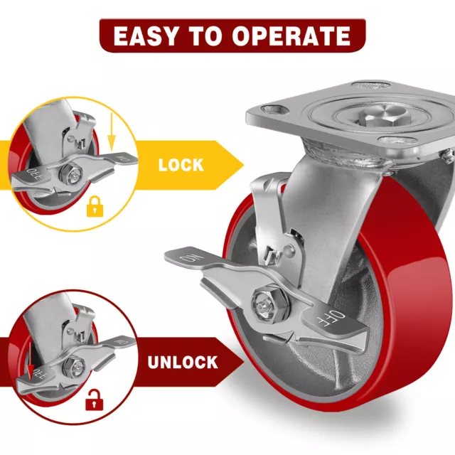 5 Inch Caster Wheels Heavy Duty,Capacity1000-4000LBS 3