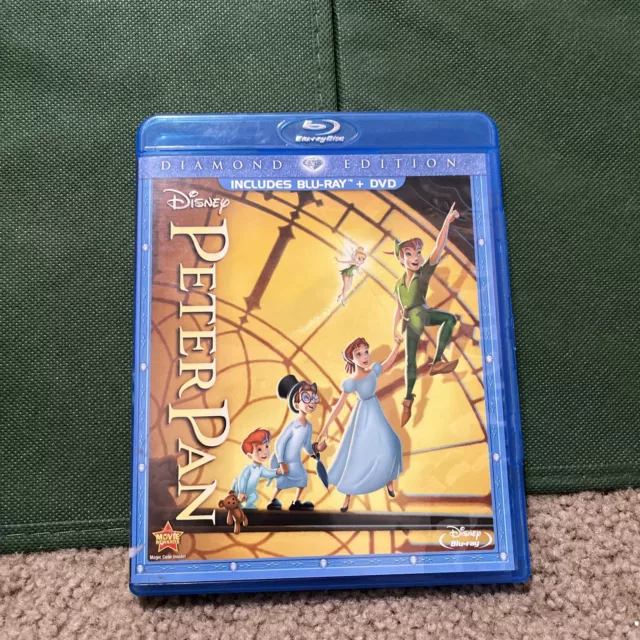 Peter Pan (Blu-ray + DVD, 2013, 2-Disc Set Diamond Edition) Walt Disney EUC!