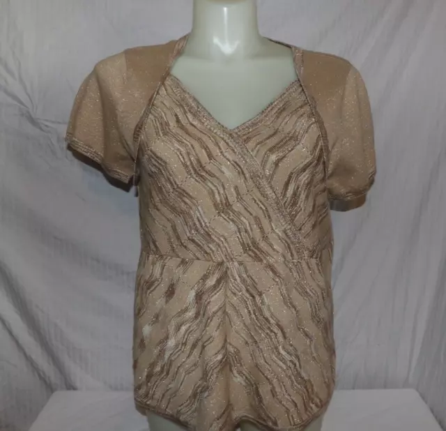 STYLE & CO Women's Gold Short Sleeve Pullover Sweater Top Size 1X NWT