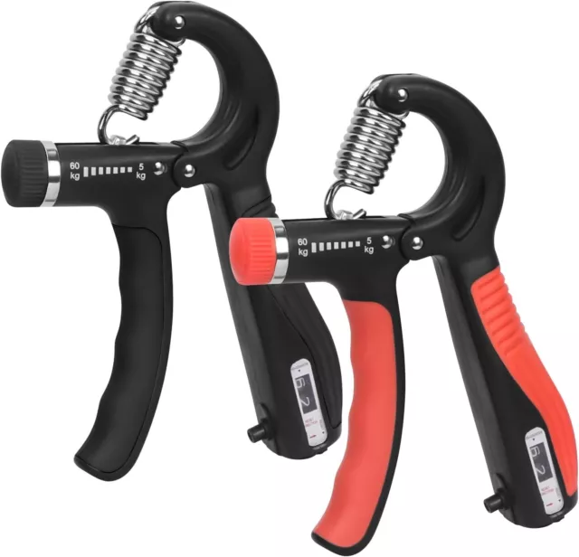 2PCS Hand Grip Strengthener Exerciser Adjustable Resistance 5-60 kg With Counter