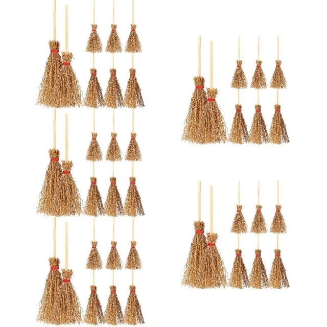 50 Pcs Mini Broom Kids Witch Broom Artificial Little Doll House Child