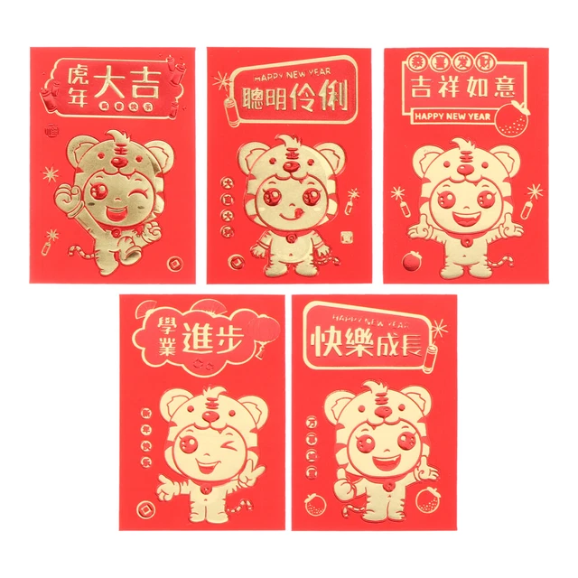 30 Pcs Year The Tiger Red Envelope Coated Paper Envelopes Luck Money Bag