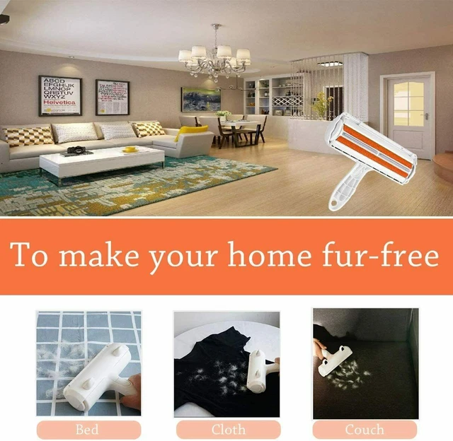 Reusable Pet Hair Remover Roller Dog Cat Fur Cleaning Brush Furniture Cloth Car 10
