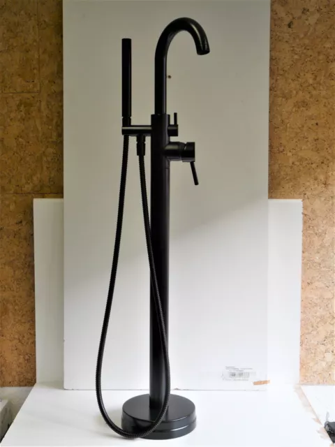 Grifo de Bañera Negro Mate, Batidora Pedestal, Separado, Pila Bañera, Cornwall
