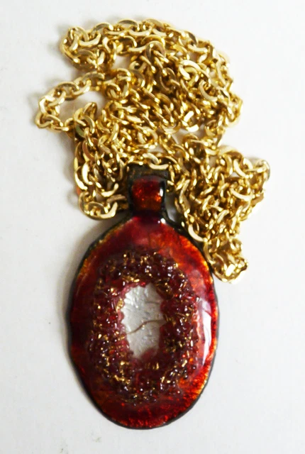 Broche Pendentif Art Déco En Argent 800 & Émail De Limoges - Signée Sazerat - Années 1930