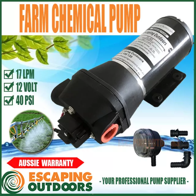 12v Farm Chemical Pump - 17 L/min 40PSI - Escaping Outdoors FL40CBP - BOOM SPRAY