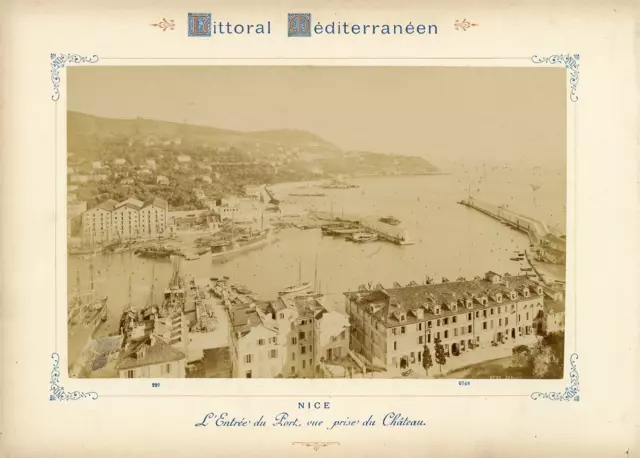 France, Nice, L&#039;Entrée du Port, vue prise du Château France. Vintage albume