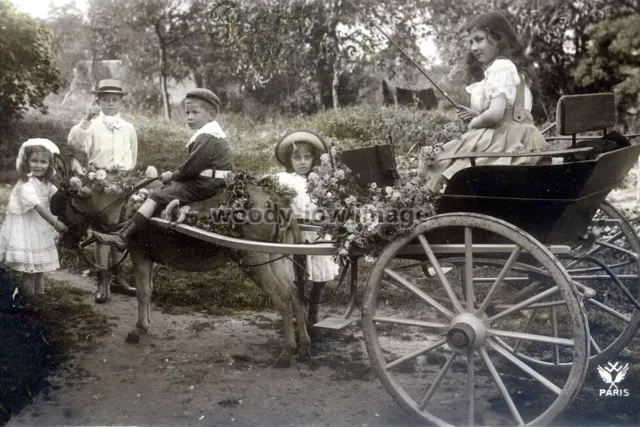 rs1957 - Children with a Donkey & Carriage - print 6x4