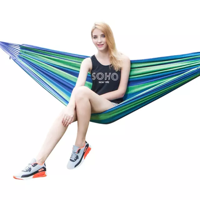 Double Hanging Hammock Home Garden Outdoor Travel Beach Swinging Bed Camping Bed