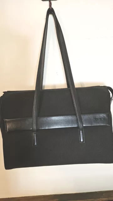 TUMI Womens Business Organizer Tote Black Ballist Nylon & Leather Sz L 43010D3