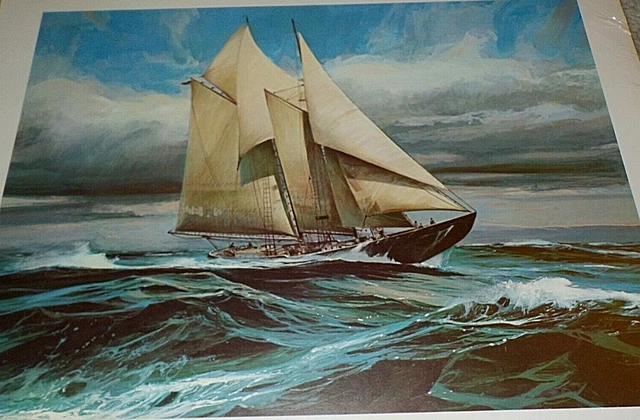 old time sailing ship by Tom Hoyne nautical art print, 9" x 12", shrinkwrapped