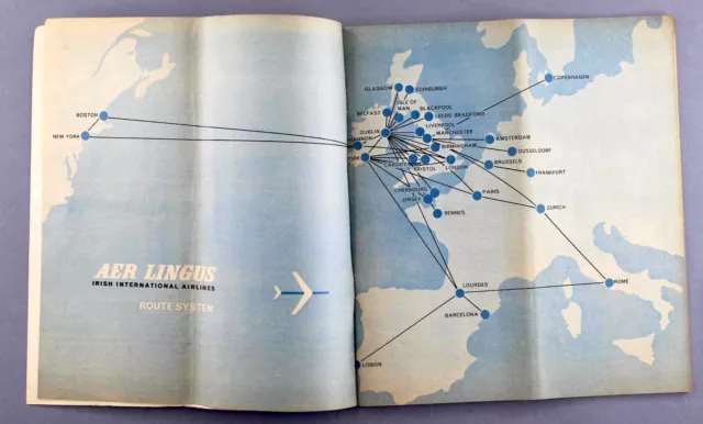 Aer Lingus Airline Timetable Summer 1962 Irish Air Lines Route Map Viscount 3