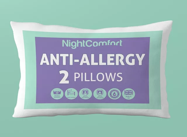 NightComfort Luxury Anti-Allergy Microfibre Pillows Pack of 2/4/6