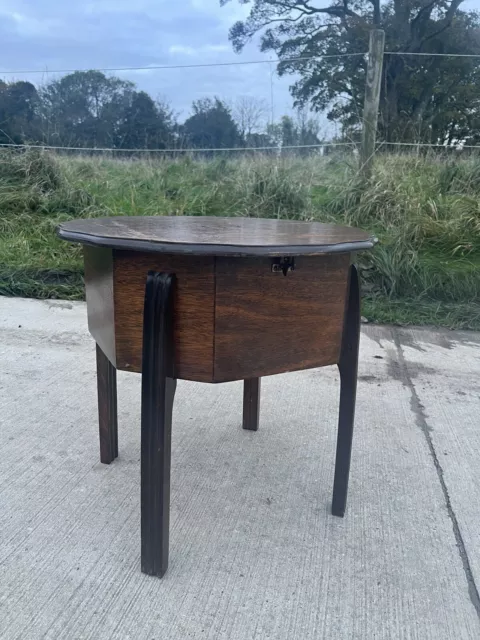 Lovely Art Deco Oak Work Box, Sewing Side Table Coffee Table Side Table