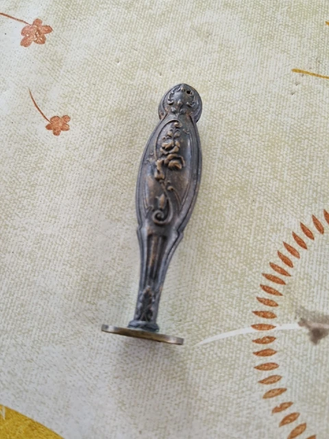 Ancien Sceau Cachet Métal Argenté Art Nouveau 1900