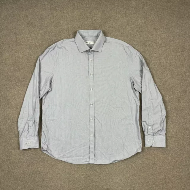Robert Graham Button Up Dress Shirt Mens Size 17.5 Gray Long Sleeve Adults