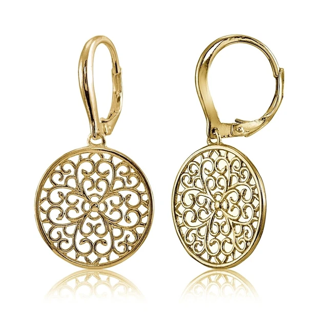 Or Jaune Flash Argent Sterling Haut Poli Ouvert Rose Collier