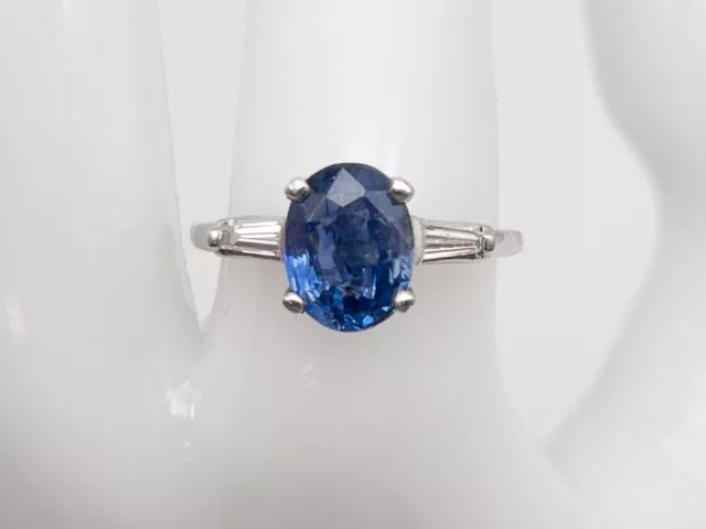 Vintage 1940s $10,000 3ct Certified Ceylon Blue Sapphire Diamond Platinum Ring