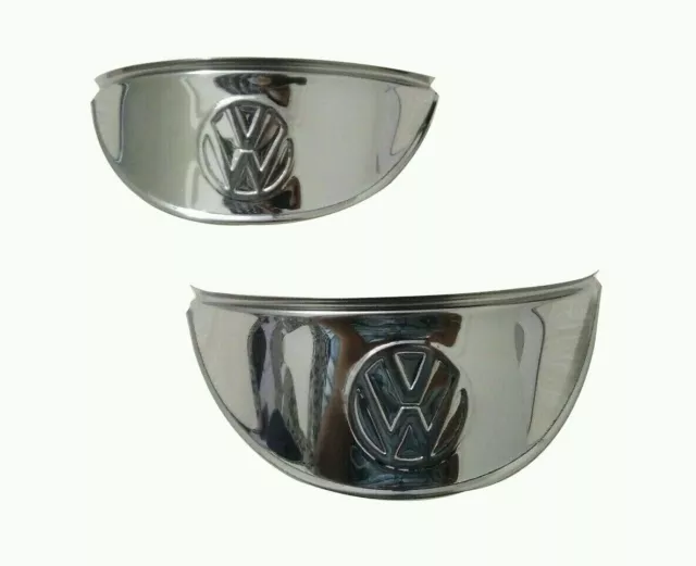 VW Beetle Embossed Classic Car 7" Stainless Steel Headlight Peaks Shades 3