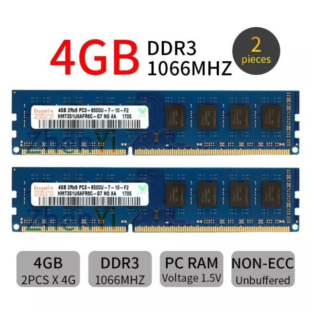 8Go (2X 4Go) Ram Pour Dell Latitude E4300 DDR3 1066MHz Desktop DIMM Memory FR