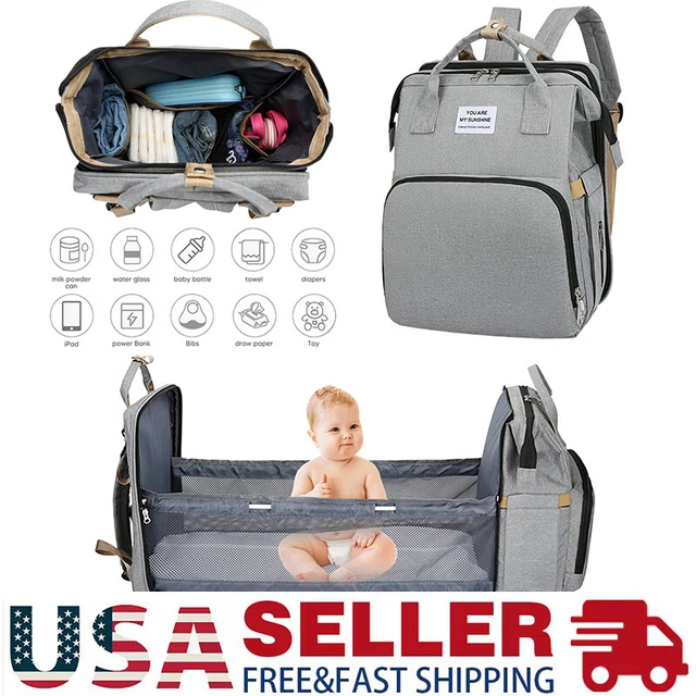 3 in 1 Baby Bed Foldbale Diaper Bag Portable Bassinet Crib Backpack Travel/Sleep