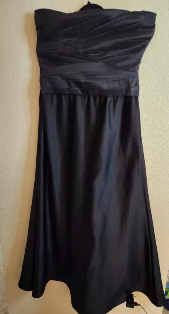 Tadashi Shoji 90s Vintage A-Line Dress Size 14 Strapless Black Floor Length