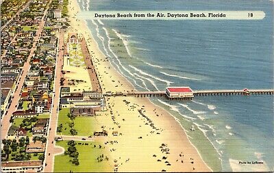Daytona Beach From The Air Daytona Beach Florida FL c1949 Postcard