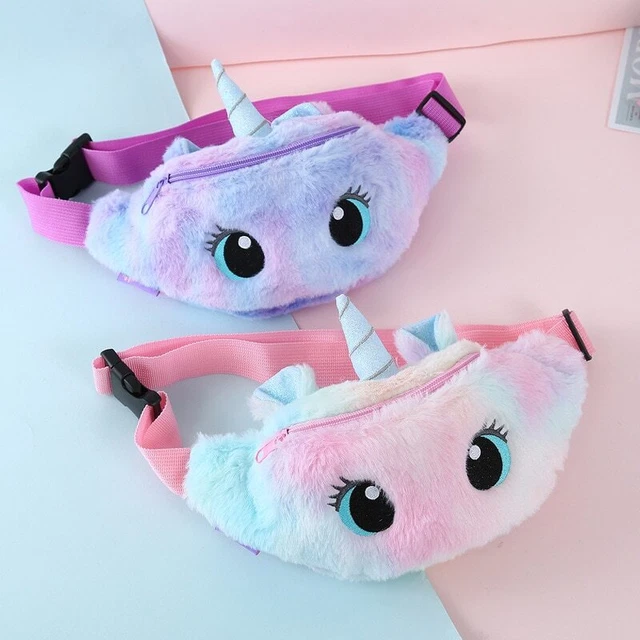 Cute Unicorn Children's Fanny Pack Girls Waist Bag Plush Toys Belt Gradient Colo