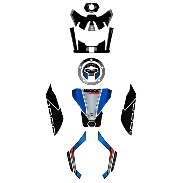 Kit Grafiche Adesivi Resinati 3d moto compatibili Suzuki GSX-S 1000 GX 2024 Blu