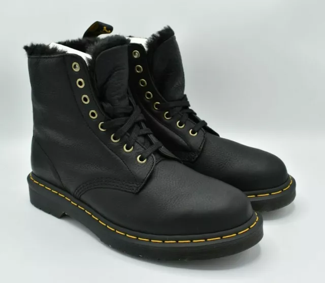 Dr Martens Mens Size 8 Ambassador 1460 Pascal FL Black Faux Fur Combat Boots