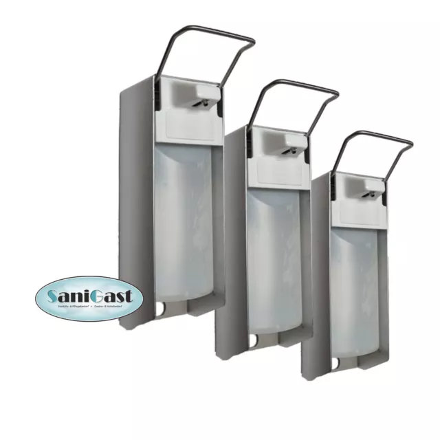 3 Seifenspender Alu 500 ml Euronorm - kurzer Hebel - Leerflasche - Spender