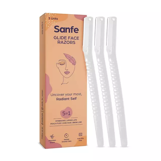 Sanfe Glide Réutilisable Visage Et Rasoir Sourcil pour Femmes Set De 3 Pièces