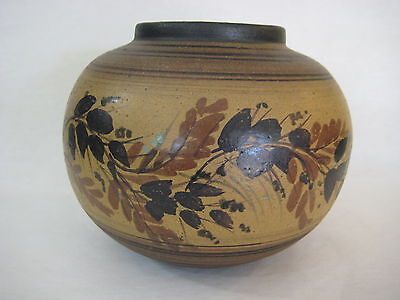 Old Hand Painted Oriental Artist Chinese/Japanese Art Pottery Pot Vase, Signed