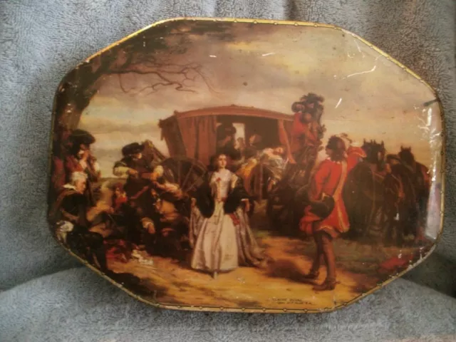 Vintage W & R Jacob and Company Biscuit Tin Claude Duval Stagecoach Scene