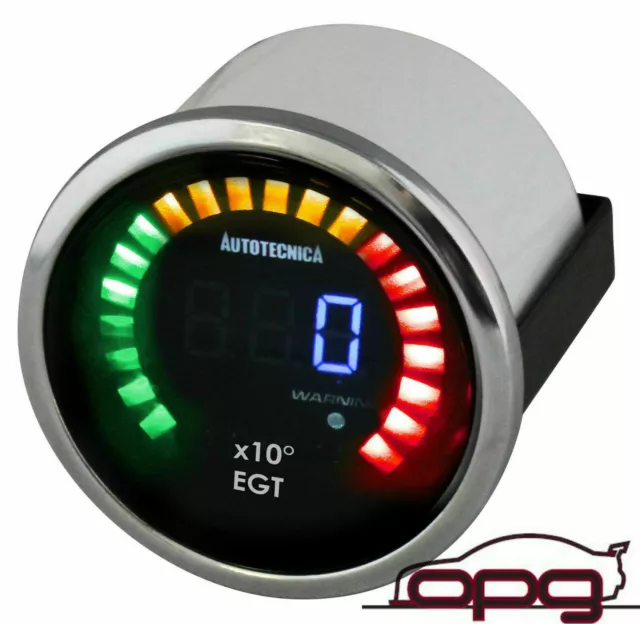 Autotecnica Digital Exhaust Gas Temp EGT Pyro Diesel 52mm LCD Led Gauge 7 Colour