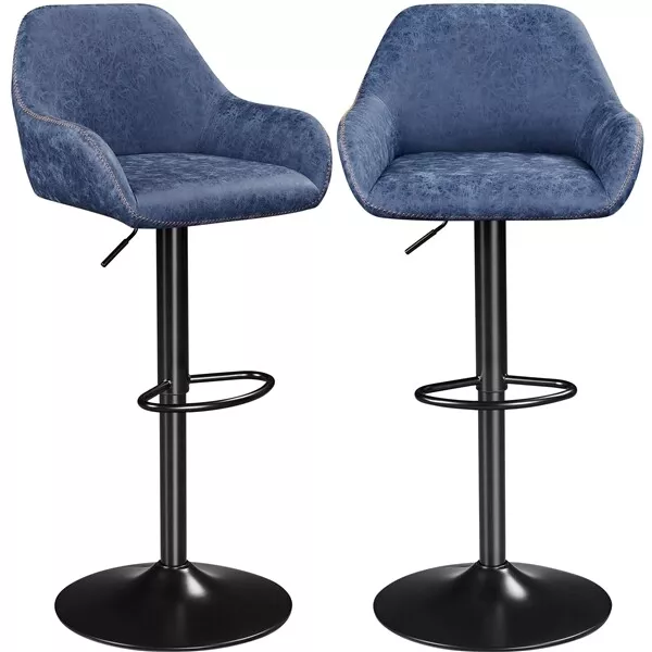 Tabourets de Bar Hauts avec Dossier en Similicuir Pivotants Hauteur Réglable