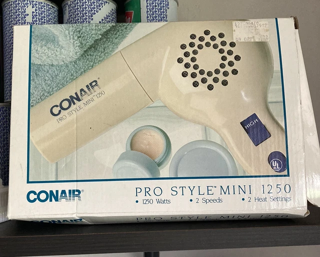 Vintage New Conair Pro Style Mini Dryer 1250 Watts Model 084 Hair Blow In Box