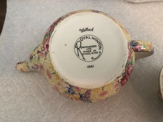 1995 Royal Winton Grimwades Welbeck Pattern Chintz Mini Teapot W/Lid 3"X4"X7" 5