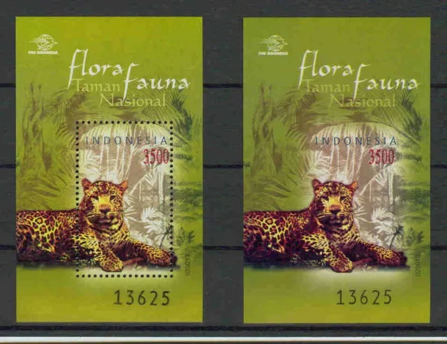 INDONESIEN - Block FLORA & FAUNA 2002 - Leopard Paar gez./geschnitten - **/MNH