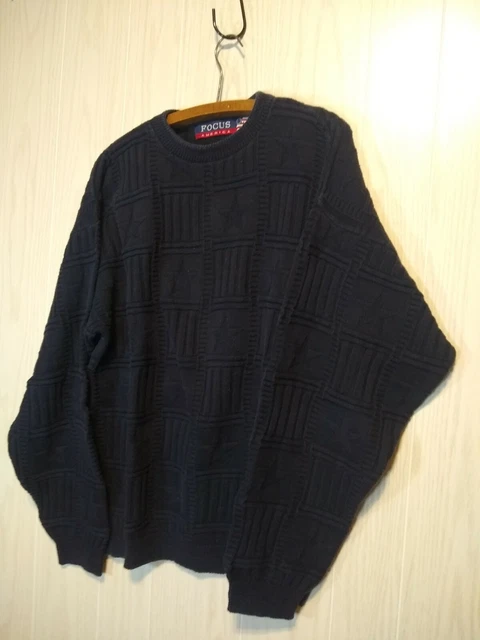 Vintage Focus America Mens sz Lg. Hand Framed Stars/Strip Pullover/Sweater Blue